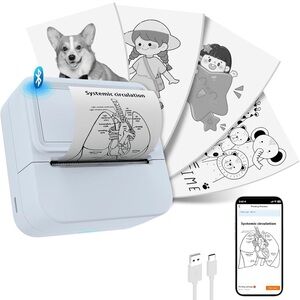 Bluetooth Thermal Sticker Printer with USB Cable
